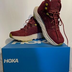 Hoka Size 11.5 Burgundy High-Top Sneakers